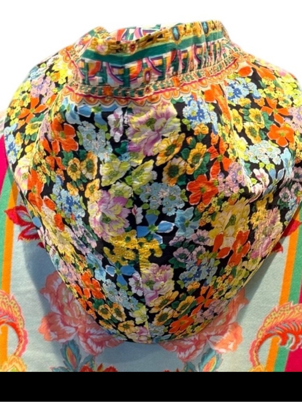 Camilla Ciao Bella Baroque Floral Hoodie Green Pink Sweatshirt Top Size Large - Picture 10 of 12